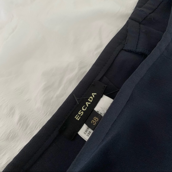 Escada Navy 100% Silk Wide Leg Pants - Picture 5 of 15
